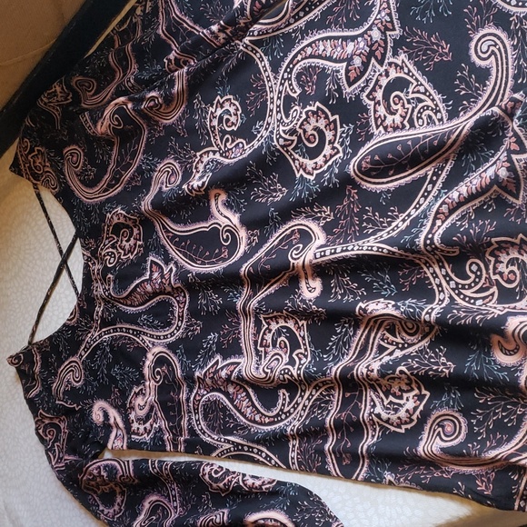 Black Paisley Print Cold Arm Tunic Dress Size XS - Picture 5 of 15